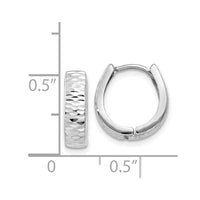 Thumbnail for 14K White Gold Textured and Polished Hinged Hoop Earrings