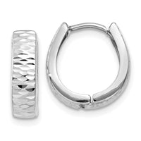 Thumbnail for 14K White Gold Textured and Polished Hinged Hoop Earrings