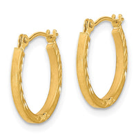 Thumbnail for 14k Satin and Polished Diamond Cut Design Hoops