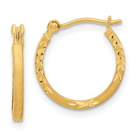 Thumbnail for 14k Satin and Polished Diamond Cut Design Hoops