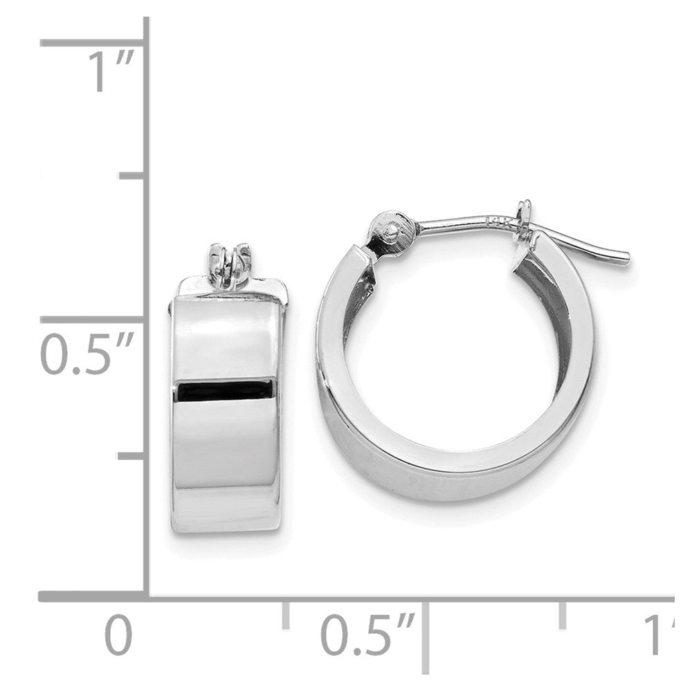 14k White Gold Polished 5mm Flat Hoops
