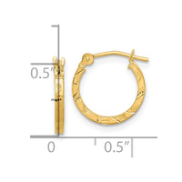 Thumbnail for 14k Polished Diamond Cut 1.5mm Square Tube Hoops