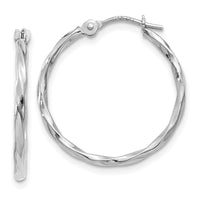 Thumbnail for 14k White Gold Polished Twisted Hoops