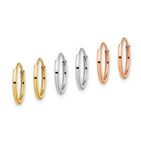 Thumbnail for 14K Tri Color 3-pair Hoop Earrings Set