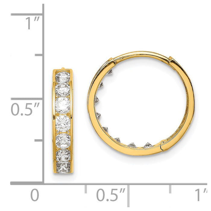 14K CZ Hinged Hoop Earrings