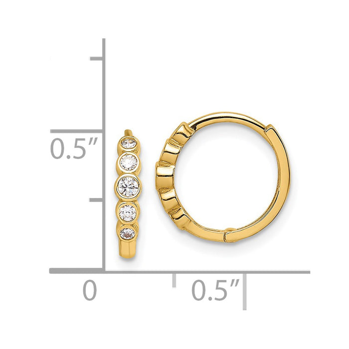 14K CZ Hinged Hoop Earrings