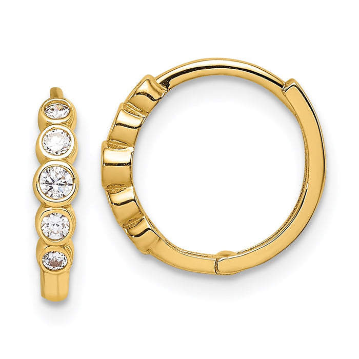 14K CZ Hinged Hoop Earrings