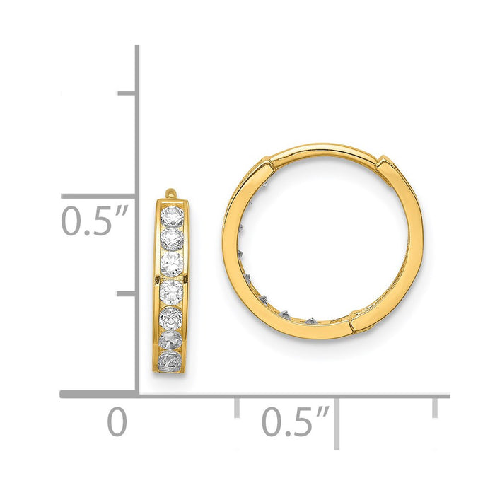 14K CZ Hinged Hoop Earrings