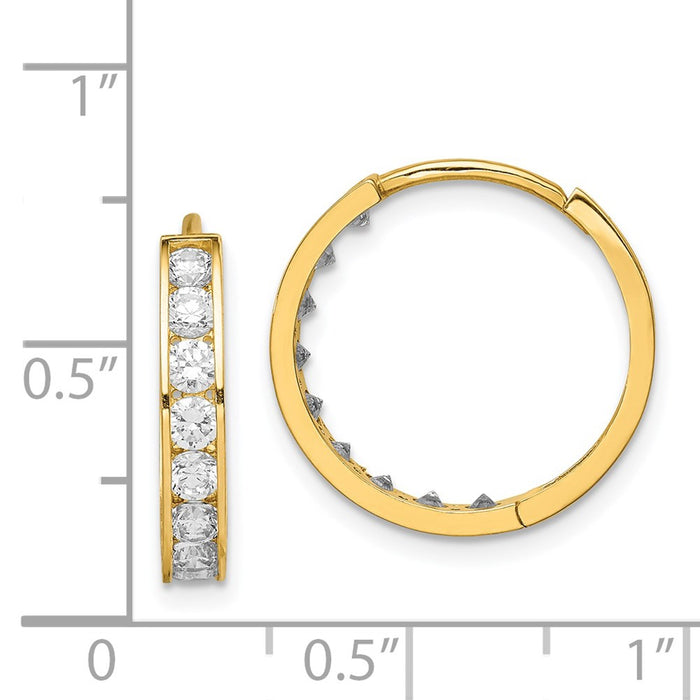 14K CZ Hinged Hoop Earrings