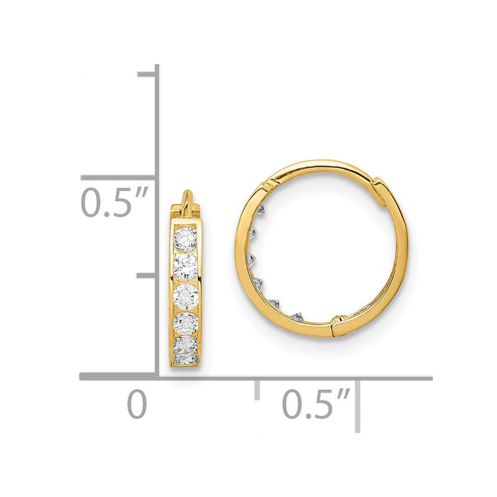 14K CZ Hinged Hoop Earrings