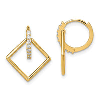 Thumbnail for 14K CZ Square Dangle Hinged Hoop Earrings