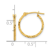 Thumbnail for 14K Polished Diamond Cut Texture Design Hoop Earrings