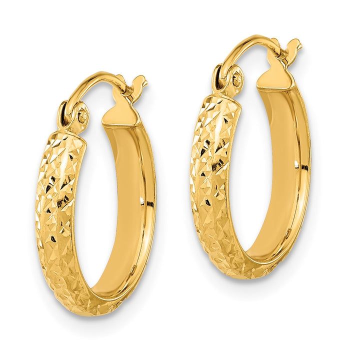 14K Diamond Cut Hoop Earrings