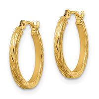 Thumbnail for 14k Polished and Satin Diamond-cut Hoop Earrings