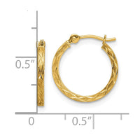 Thumbnail for 14k Polished and Satin Diamond-cut Hoop Earrings