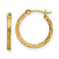 Thumbnail for 14k Polished and Satin Diamond-cut Hoop Earrings