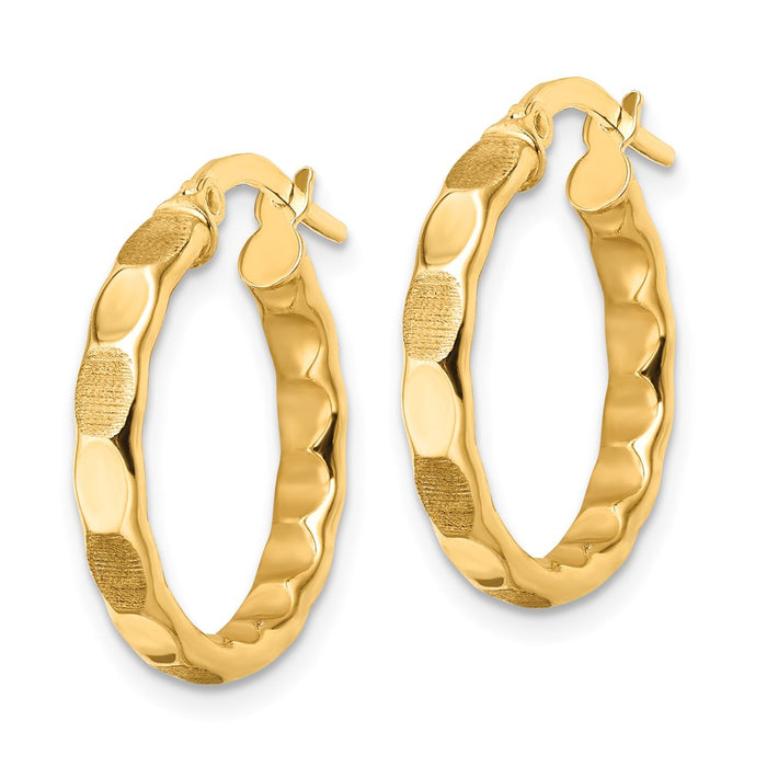 14k Polished and Satin Hoop Earrings