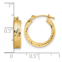 Thumbnail for 14k Polished Diamond-cut Hoop Earrings