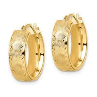 Thumbnail for 14k Polished Textured Diamond-cut Hoop Earrings