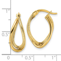 Thumbnail for 14k Polished and Textured Oval Hoop Earrings