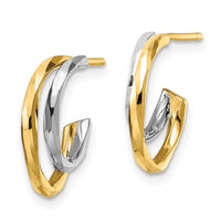 Thumbnail for 14k w/White Rhodium D/C J-Hoop Earrings