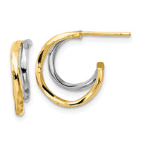 Thumbnail for 14k w/White Rhodium D/C J-Hoop Earrings