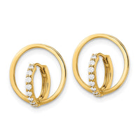Thumbnail for 14k Yellow Gold Polished CZ Circle Huggie Hoop Earrings
