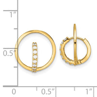 Thumbnail for 14k Yellow Gold Polished CZ Circle Huggie Hoop Earrings
