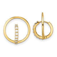 Thumbnail for 14k Yellow Gold Polished CZ Circle Huggie Hoop Earrings