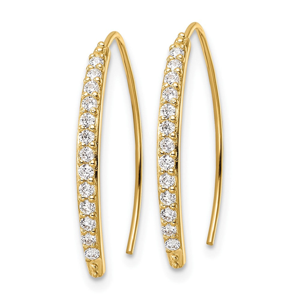 14k Polished CZ Wire Dangle Earrings