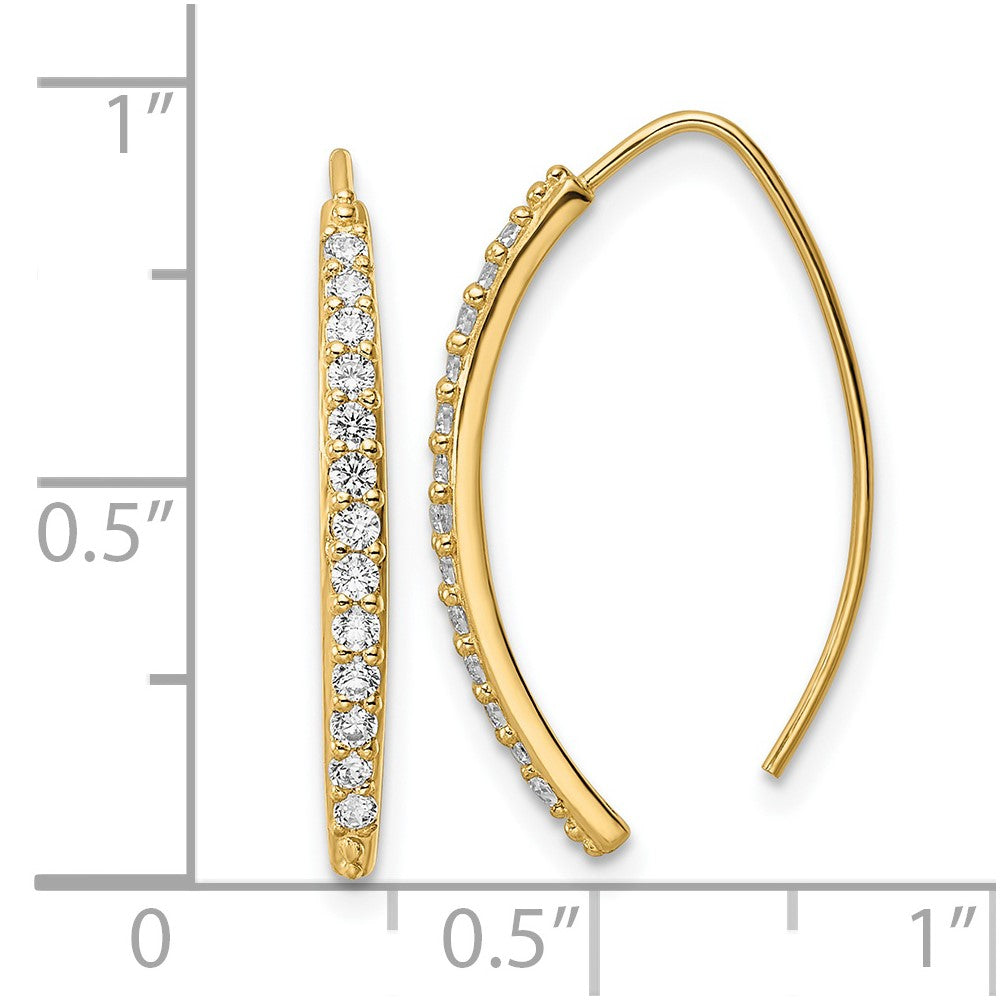 14k Polished CZ Wire Dangle Earrings