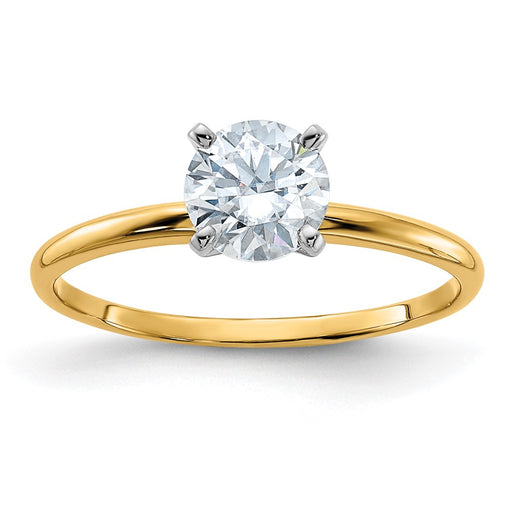 14k 3/4ct. D E F Pure Light Round Moissanite Solitaire Ring