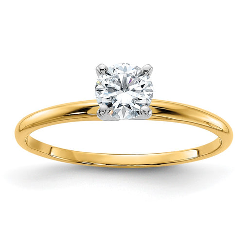 14k 1/2ct. D E F Pure Light Round Moissanite Solitaire Ring