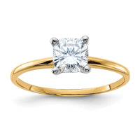 Thumbnail for 14k 3/4ct. D E F Pure Light Cushion Moissanite Solitaire Ring