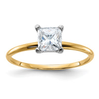Thumbnail for 14k 3/4ct. D E F Pure Light Princess Moissanite Solitaire Ring