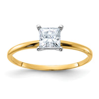 Thumbnail for 14k 5/8ct. D E F Pure Light Princess Moissanite Solitaire Ring