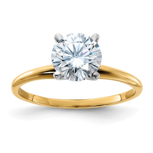 14k 1 3/4ct. D E F Pure Light Round Moissanite Solitaire Ring