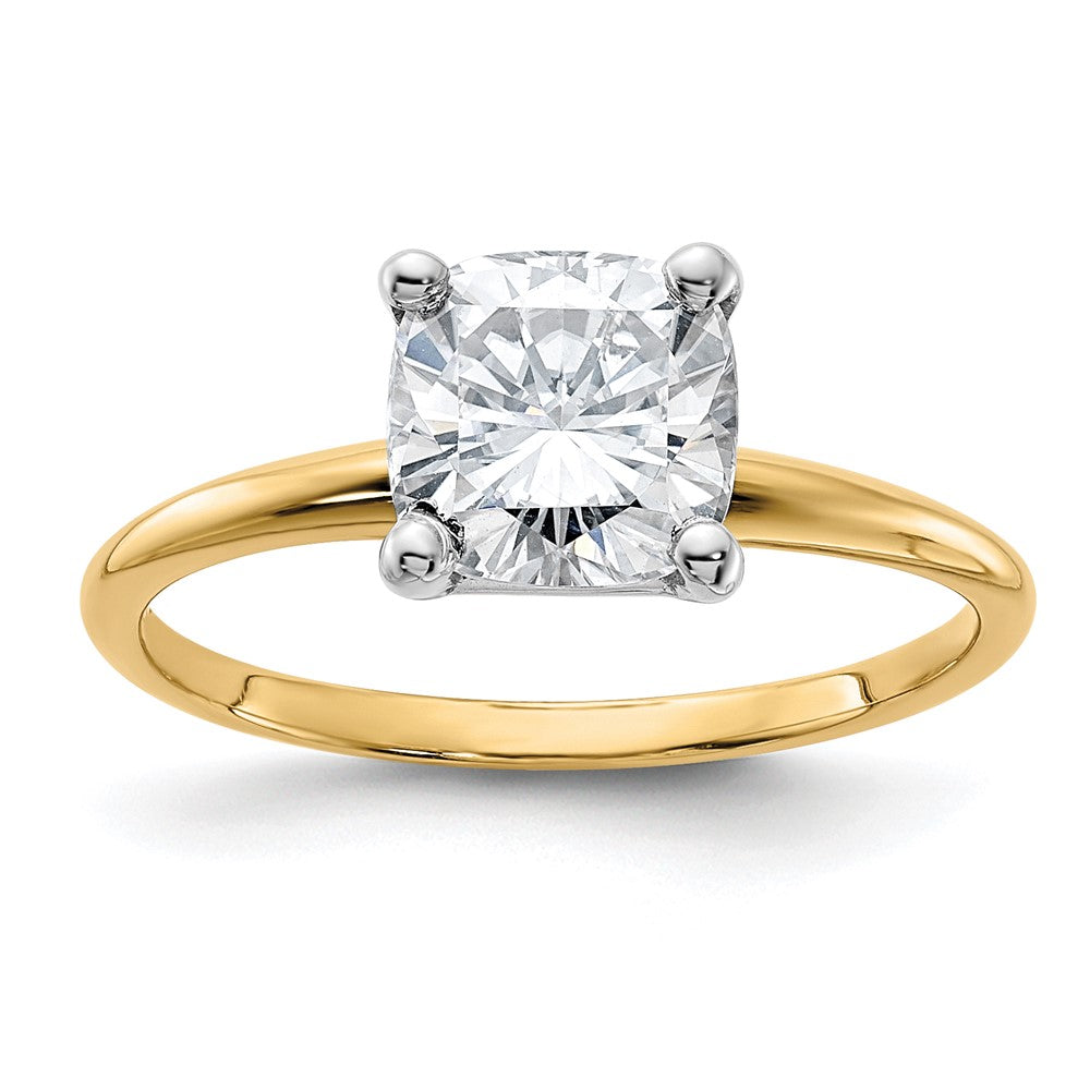 14k 1 3/4ct. G H I True Light Cushion Moissanite Solitaire Ring