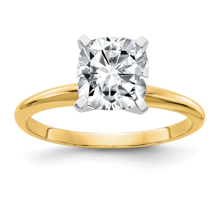 14k 2ct. G H I True Light Cushion Moissanite Solitaire Ring