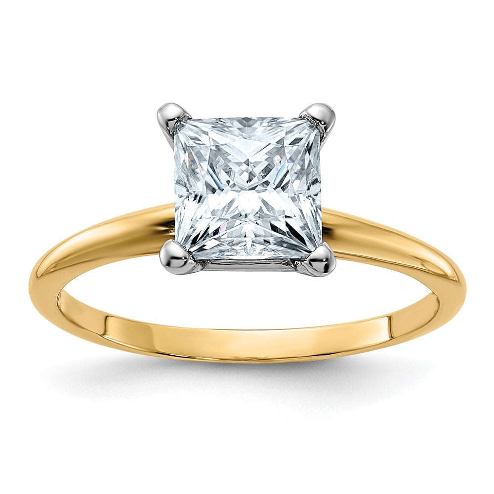 14k 1 3/4ct. D E F Pure Light Princess Moissanite Solitaire Ring