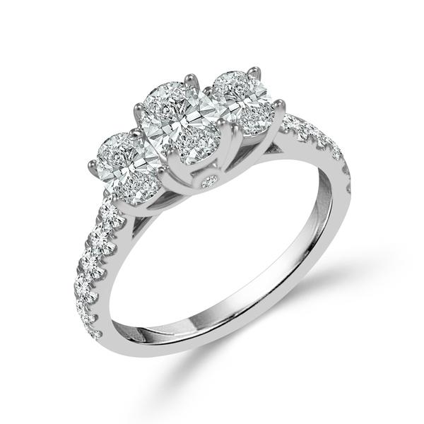 OVAL 3 STONE RING WITH SIDES