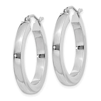 Thumbnail for 14k White Gold 3mm Polished Square Tube Hoop Earrings