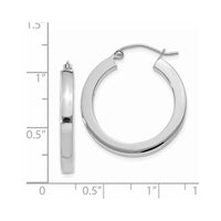 Thumbnail for 14k White Gold 3mm Polished Square Tube Hoop Earrings