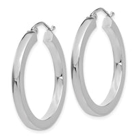 Thumbnail for 14k White Gold 3mm Polished Square Tube Hoop Earrings