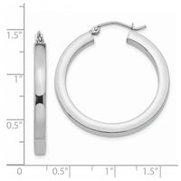 Thumbnail for 14k White Gold 3mm Polished Square Tube Hoop Earrings