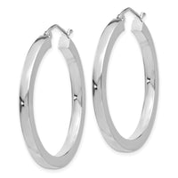 Thumbnail for 14k White Gold 3mm Polished Square Tube Hoop Earrings