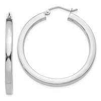 Thumbnail for 14k White Gold 3mm Polished Square Tube Hoop Earrings