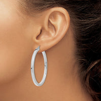 Thumbnail for 14k White Gold 3mm Polished Square Tube Hoop Earrings