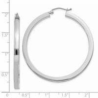 Thumbnail for 14k White Gold 3mm Polished Square Tube Hoop Earrings