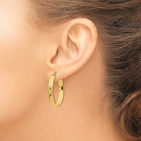 Thumbnail for 14k Satin & Diamond-Cut Oval Hoop Earrings